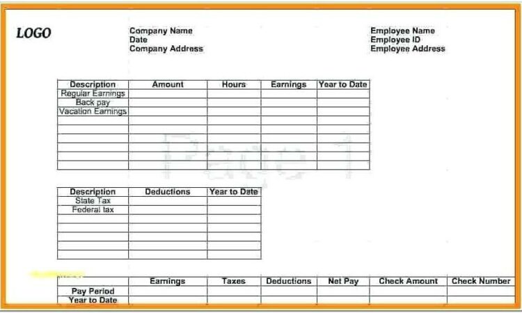 1099 Employee Pay Stub Template