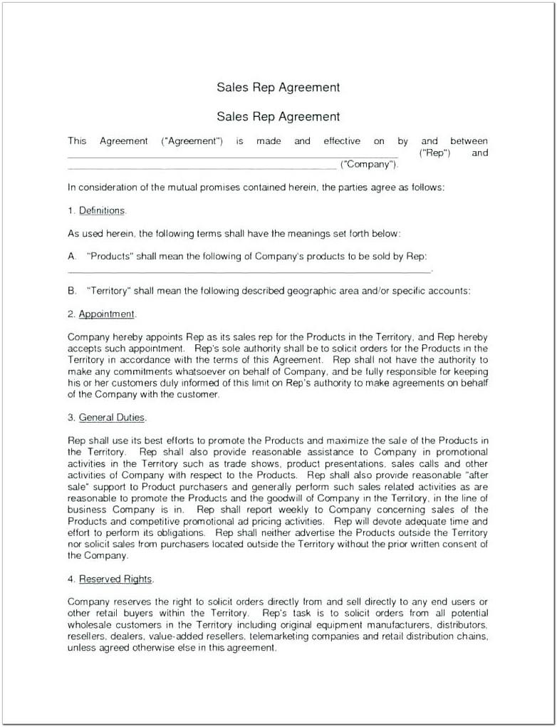 1099 Sales Rep Agreement Template