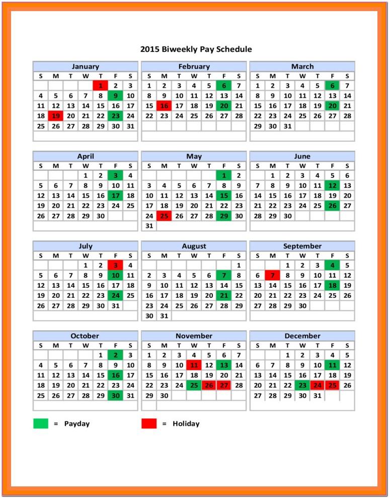 2018 Bi Monthly Payroll Calendar Template