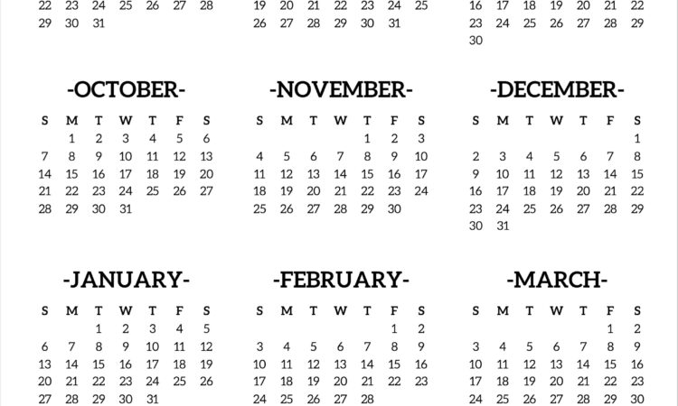 2018 Calendar Year At A Glance Printable