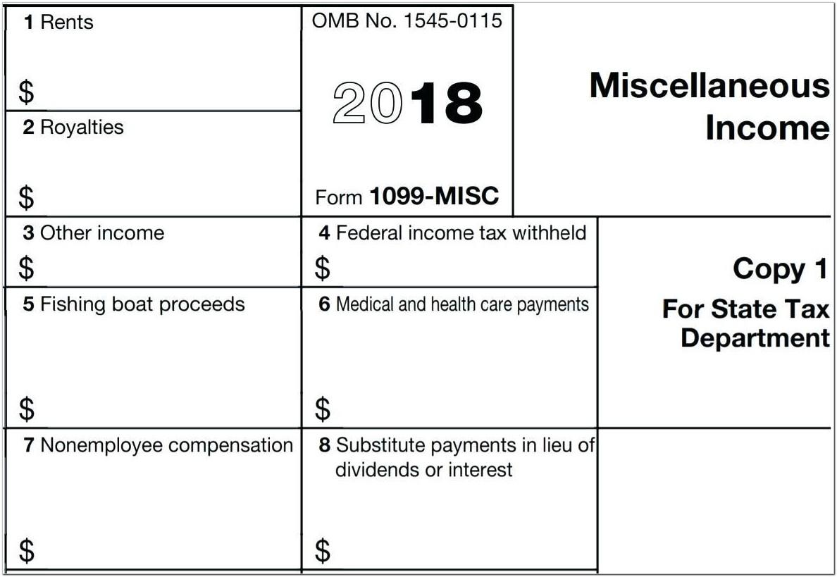2018 Form 1099 Misc Template