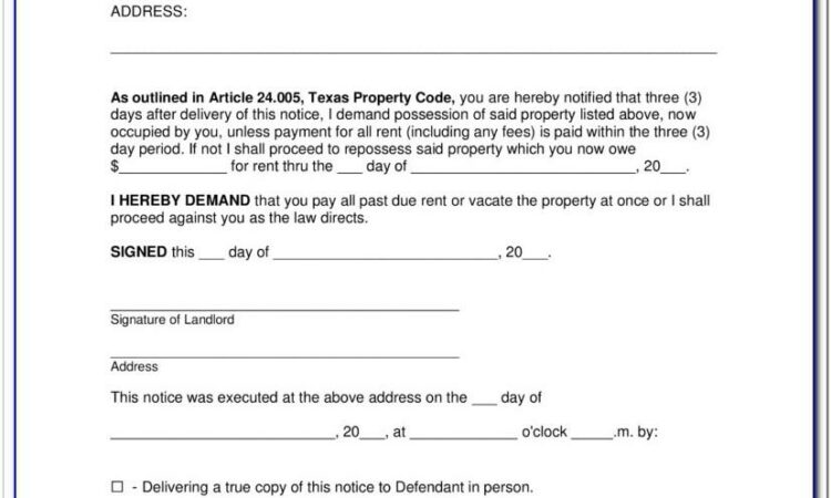 3 Day Eviction Notice Form Texas