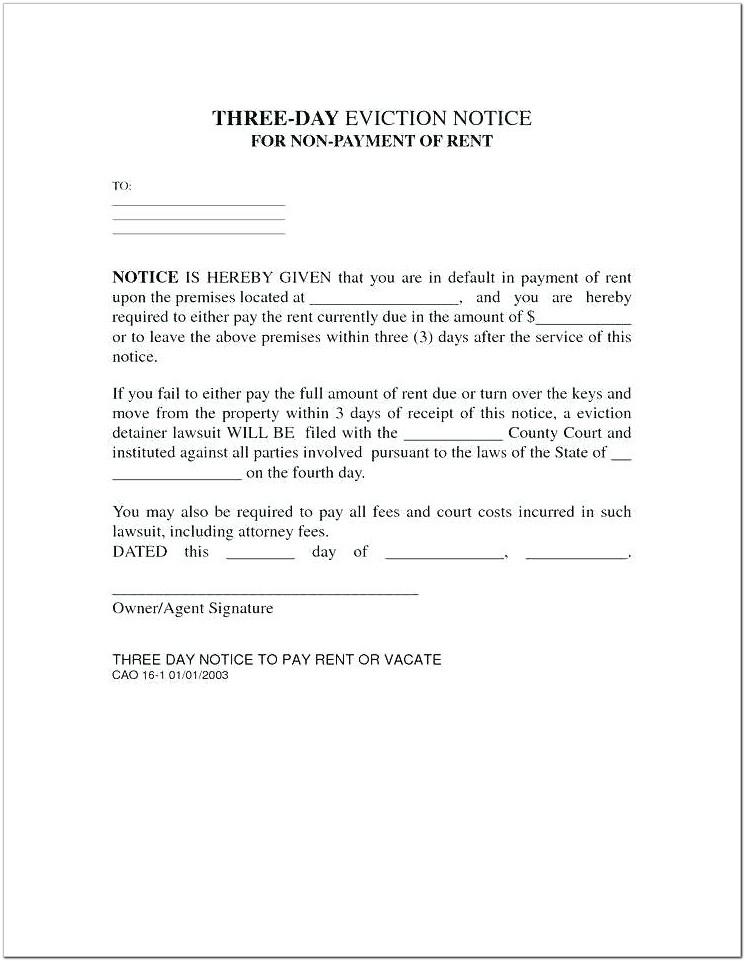 30 Day Eviction Notice California Form Free