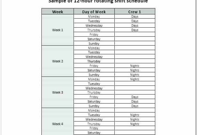 6 Week Rotation Schedule Template