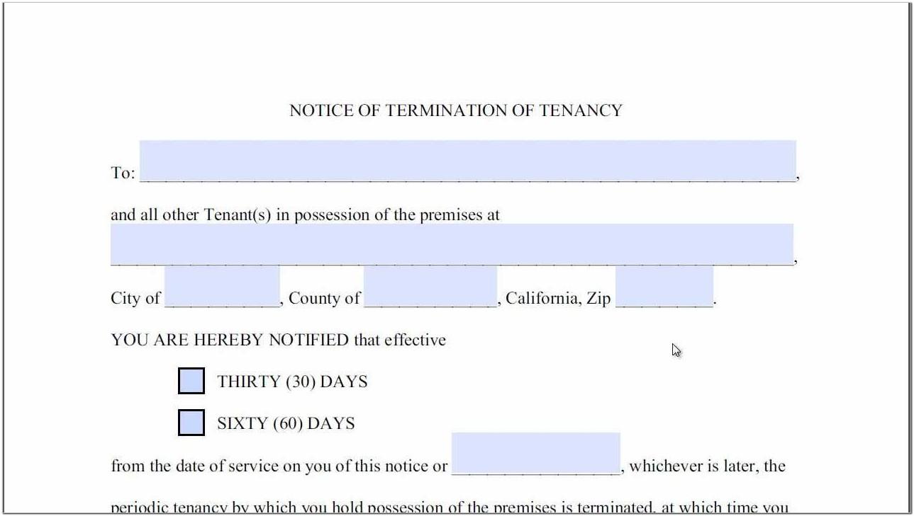 60 Day Eviction Notice Template California