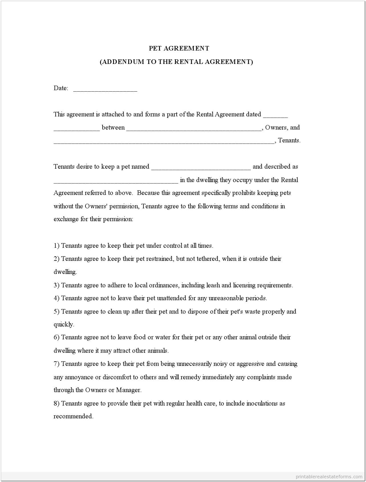 Addendum To Commercial Lease Agreement Template