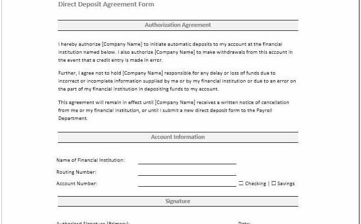 Adp Direct Deposit Form Template