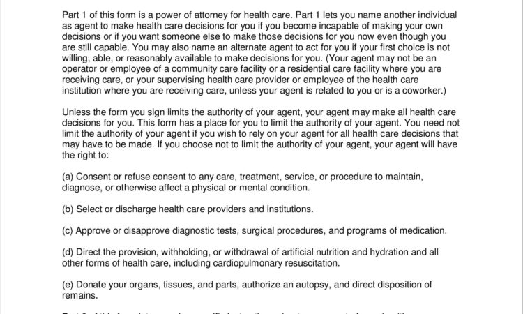 Advance Health Care Directive Form California 2019