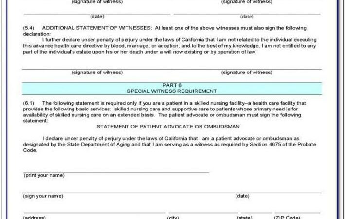 Advance Healthcare Directive Form California Spanish