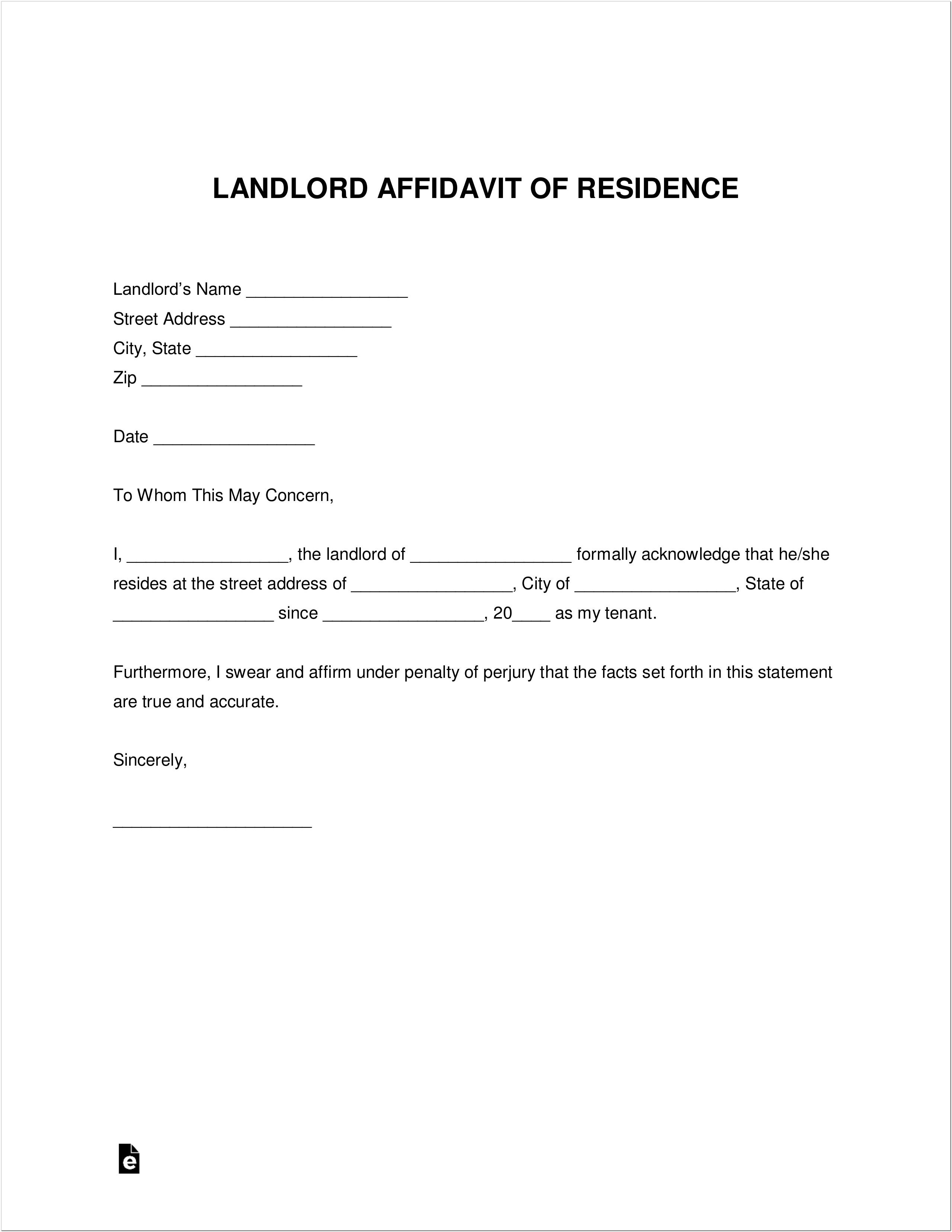 Affidavit Proof Of Residence Sample South Africa
