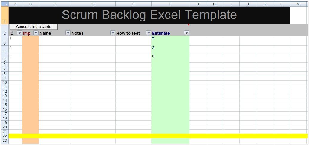 Agile Product Backlog Template Xls