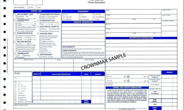 Air Conditioning Invoice Sample