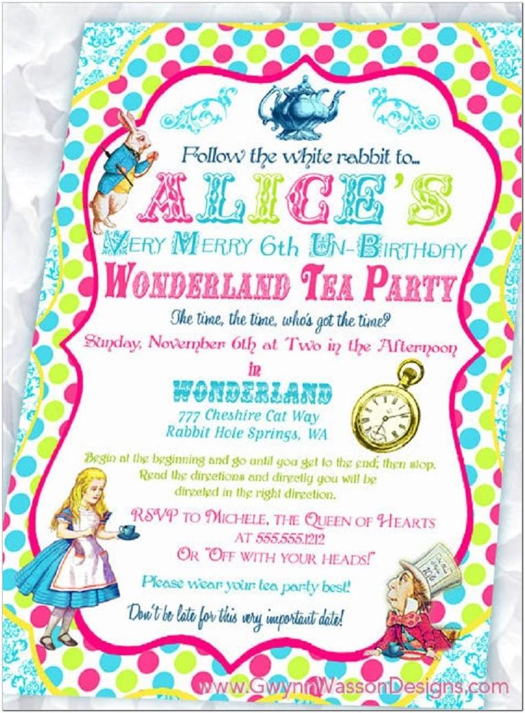 Alice In Wonderland Birthday Invitations Templates Free