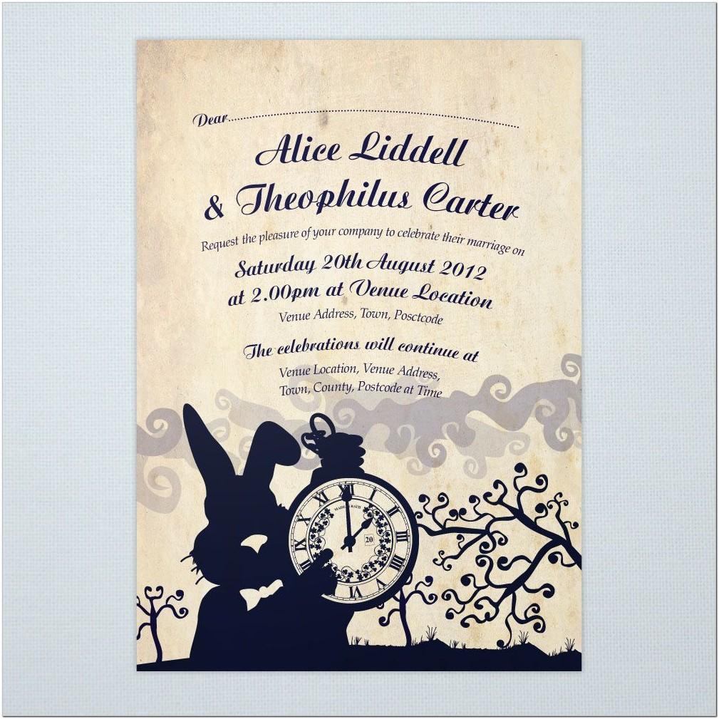 Alice In Wonderland Wedding Invitation Template