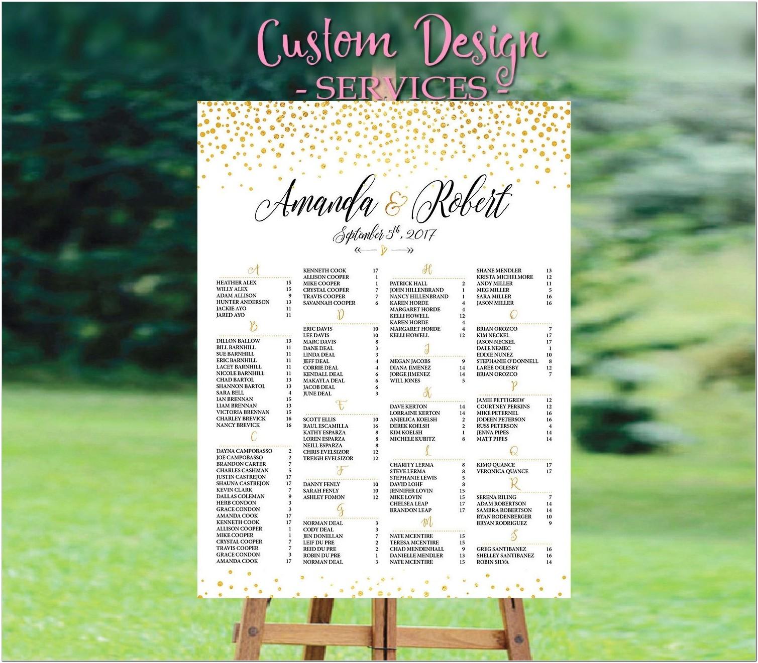 Alphabetical Wedding Seating Chart Poster Template