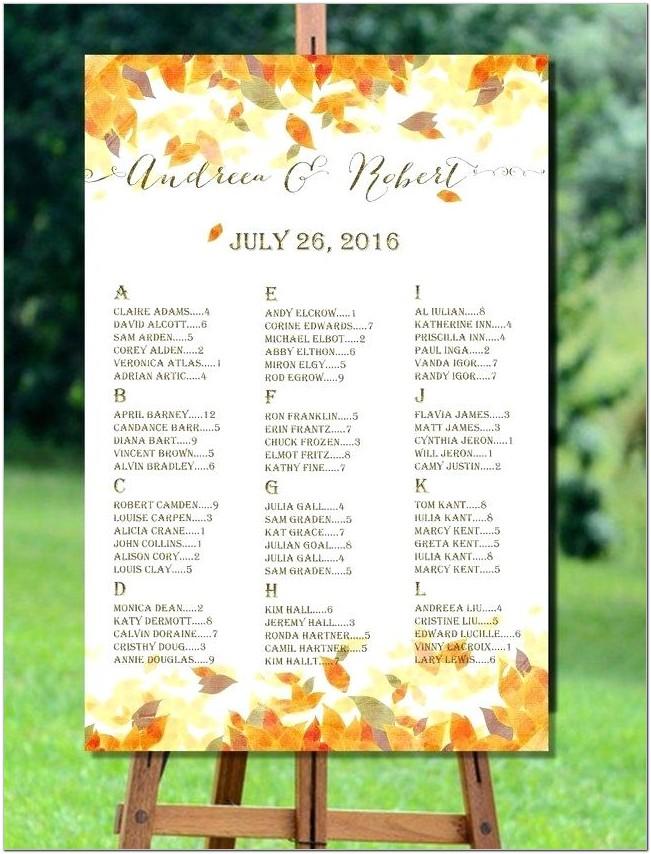 Alphabetical Wedding Seating Chart Template Free