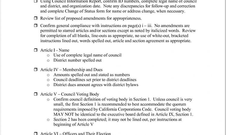 Amendment To Corporate Bylaws Form