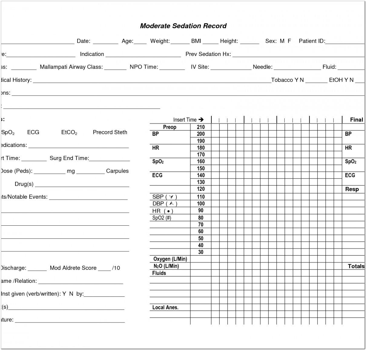 Anesthesia Record Form Template