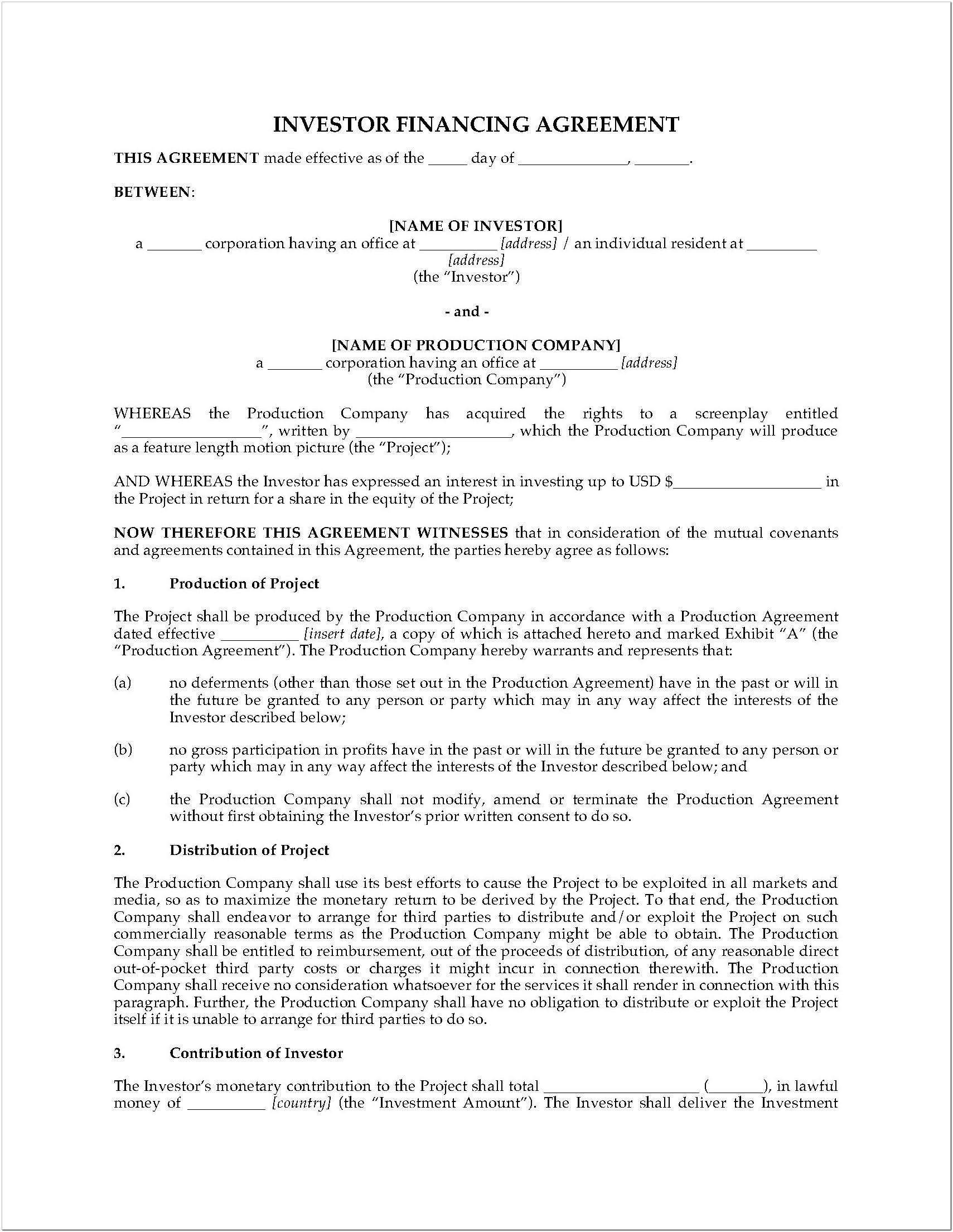 Angel Investor Agreement Template Pdf