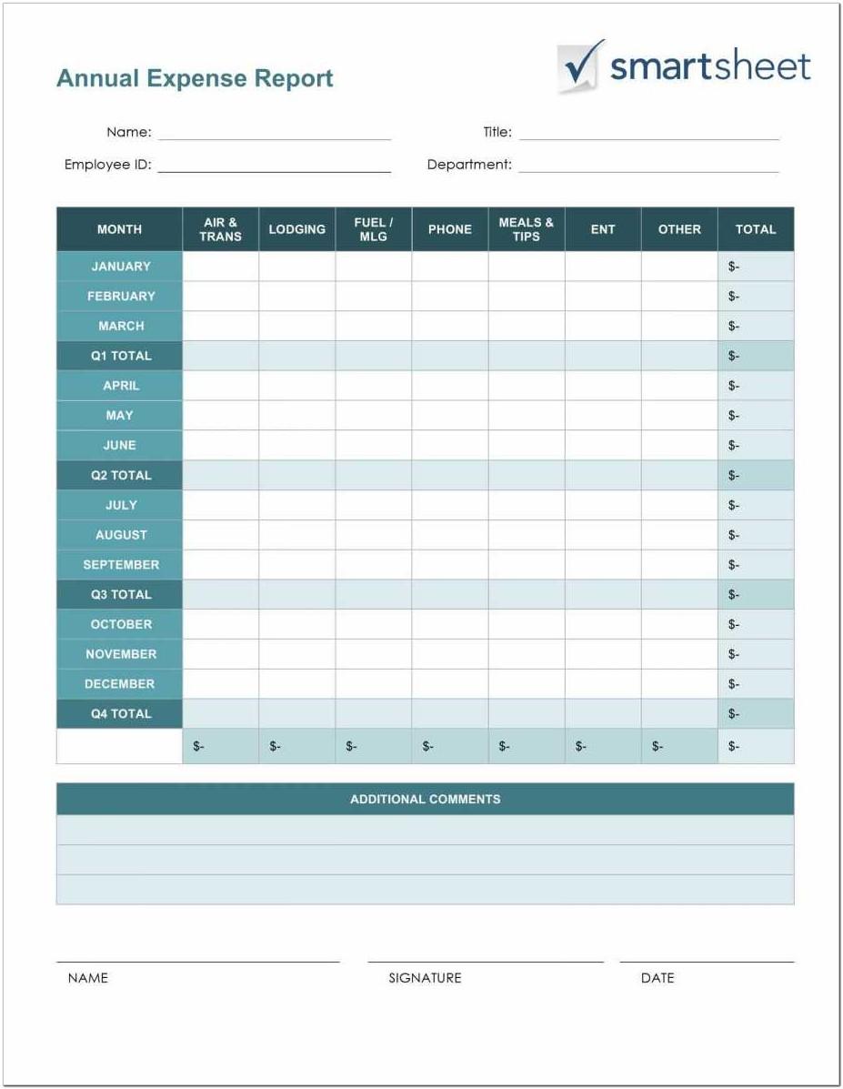 Annual Business Expense Report Template