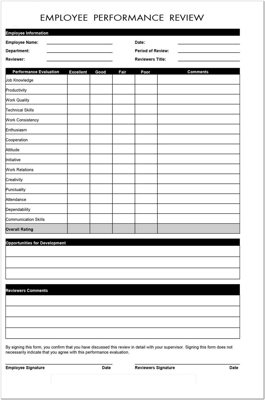 Annual Employee Review Form Free