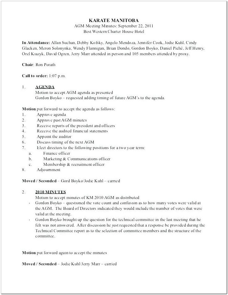 Annual General Meeting Minutes Template Singapore