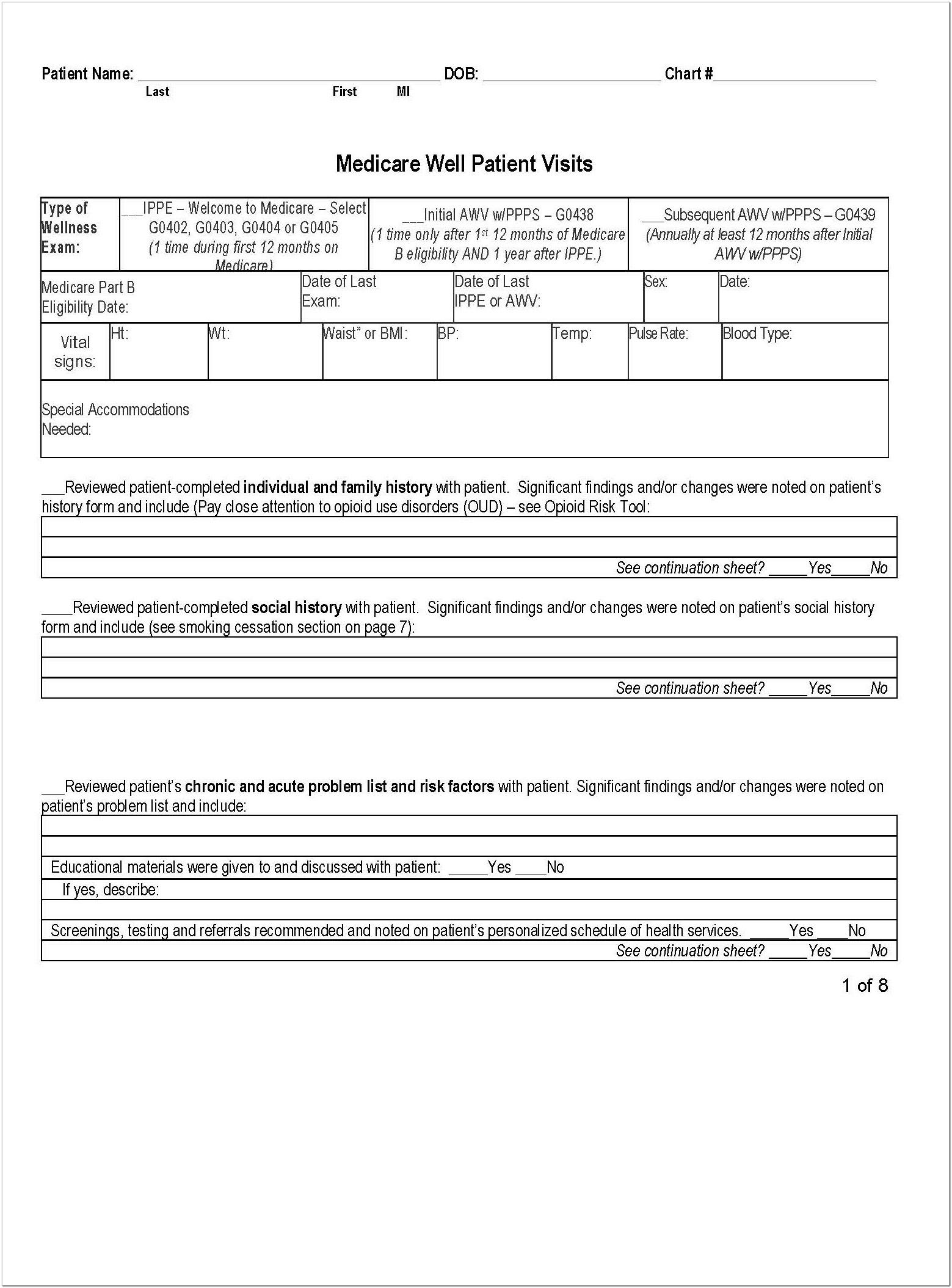 Annual Wellness Exam Documentation Requirements