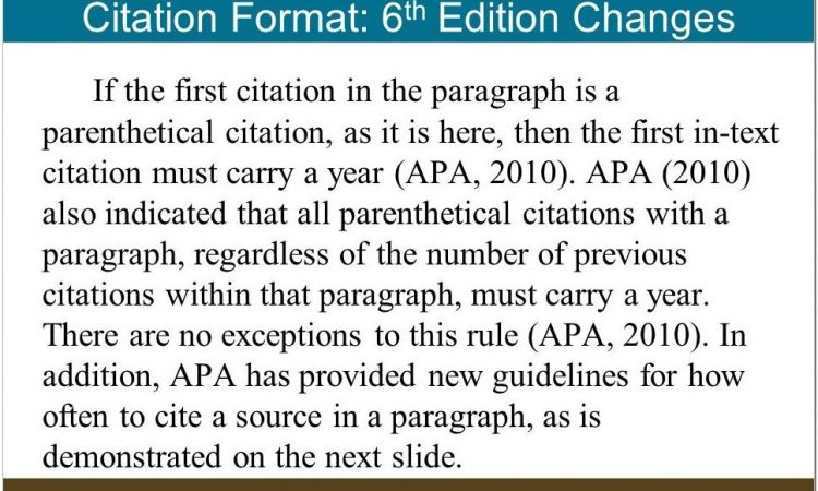 Apa Format 6th Edition Citation In Text