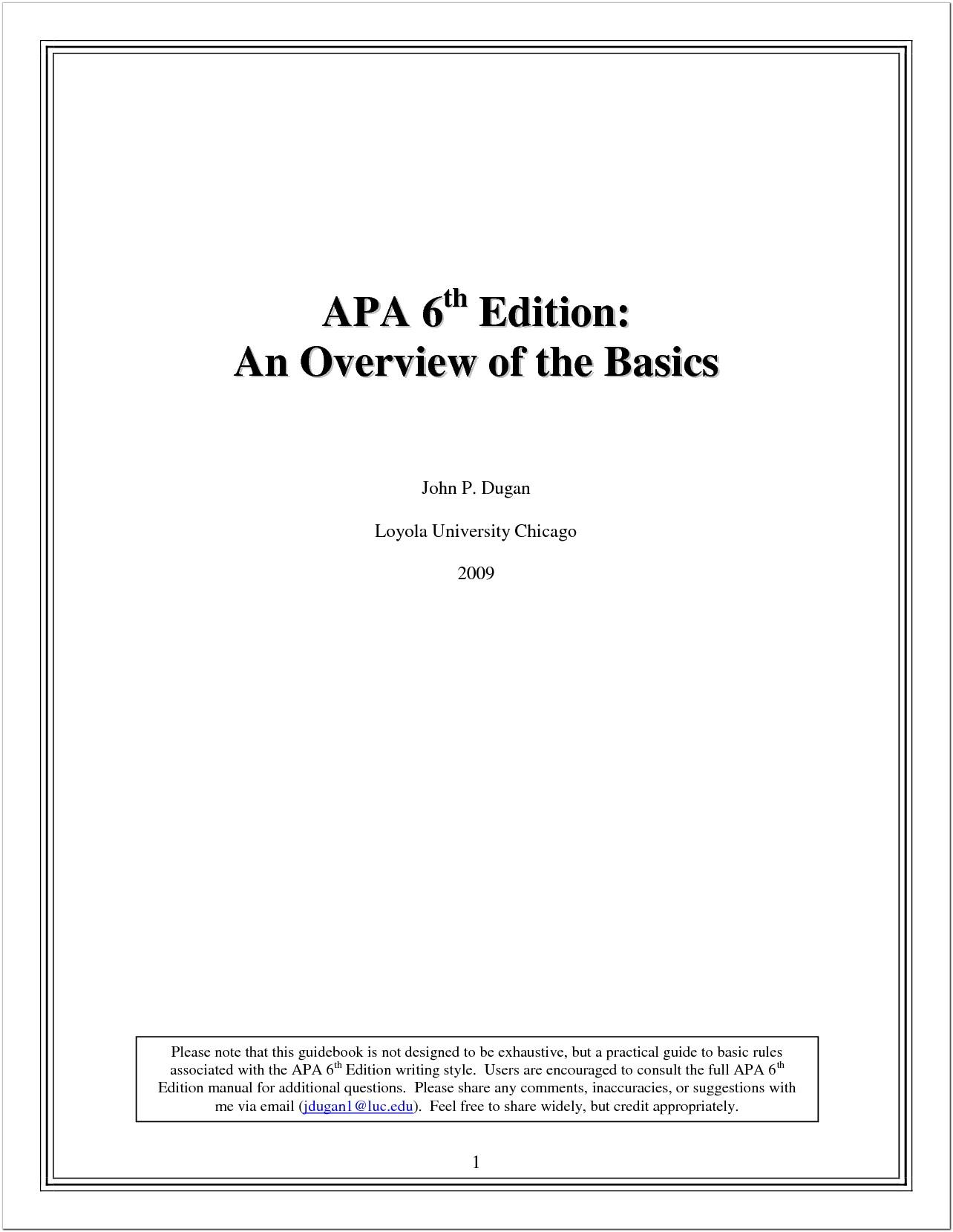 Apa Format 6th Edition Example Paper