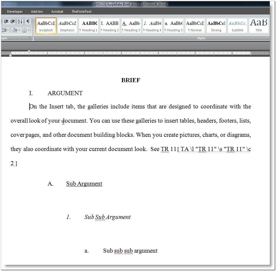 Appellate Brief Template Word