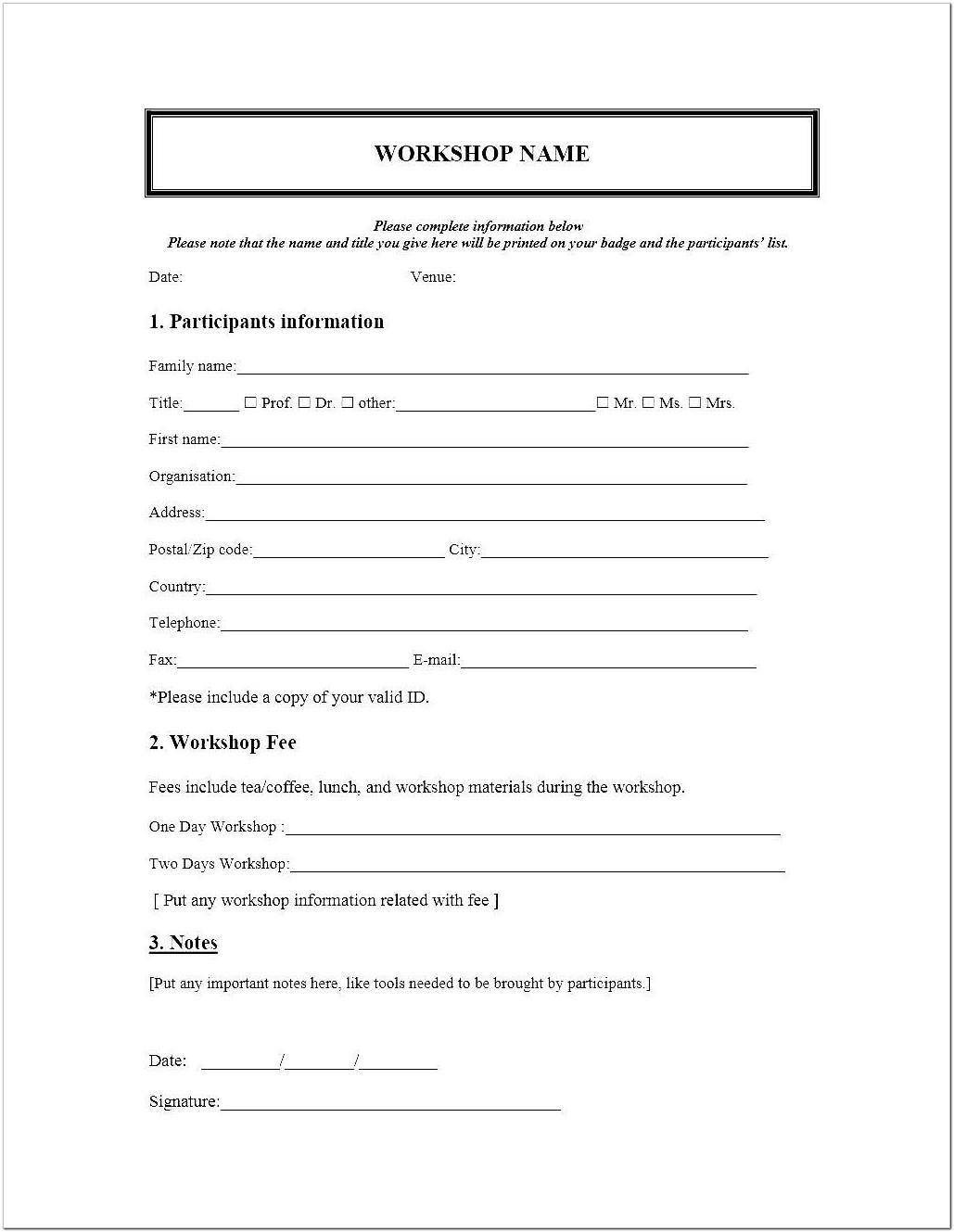 Application Form Template Microsoft Word