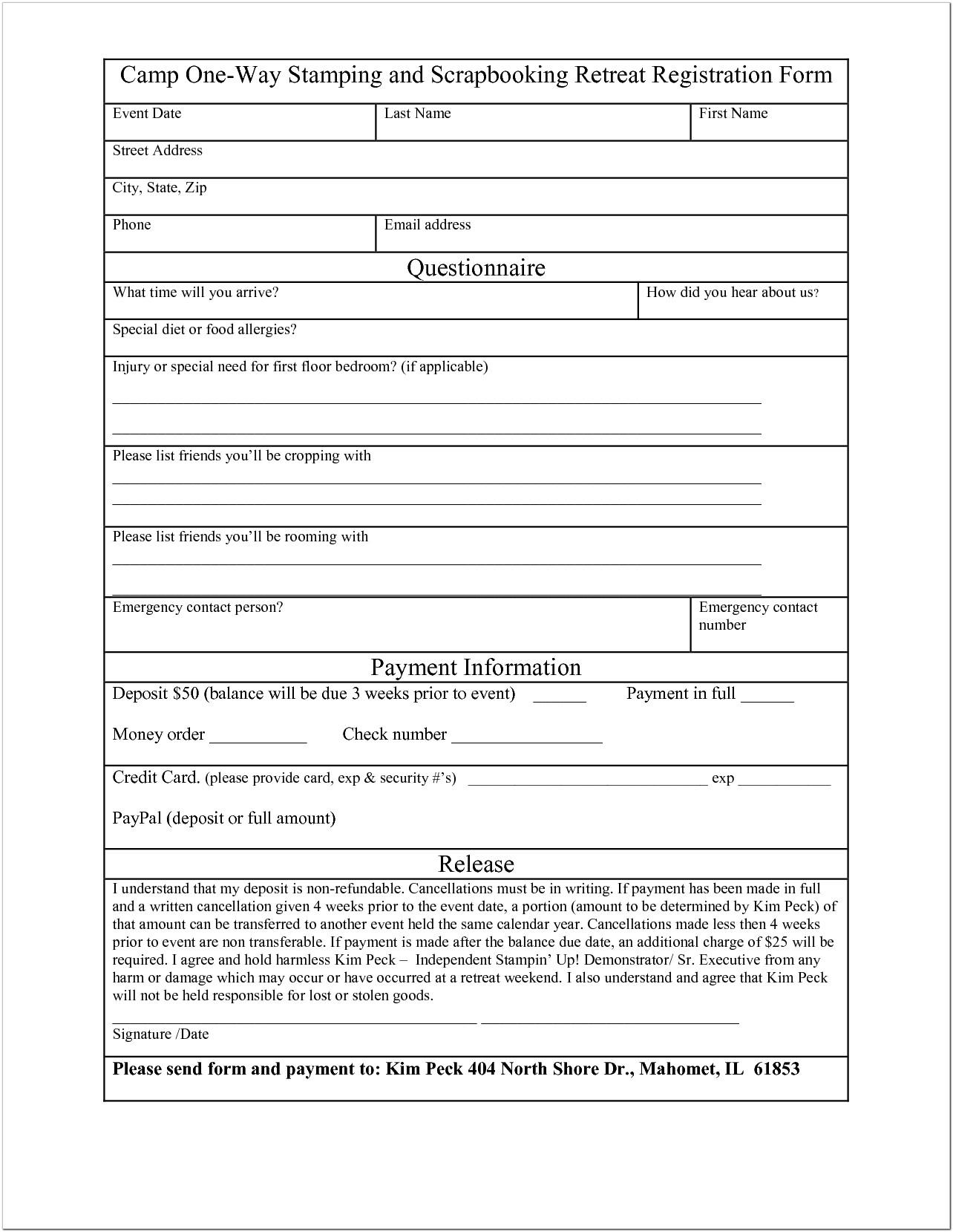 Application Form Template Word