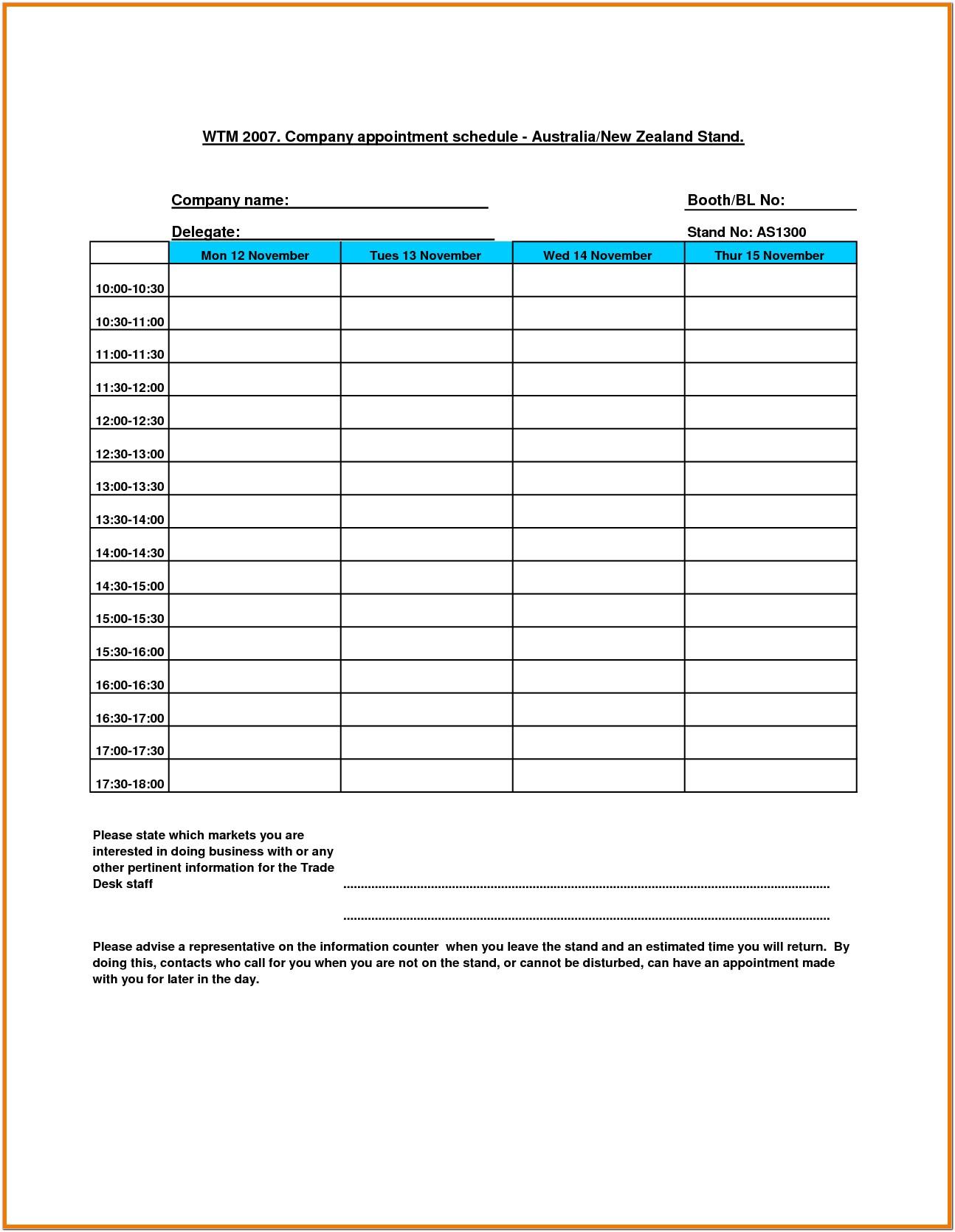 Appointment Scheduling Template Pdf