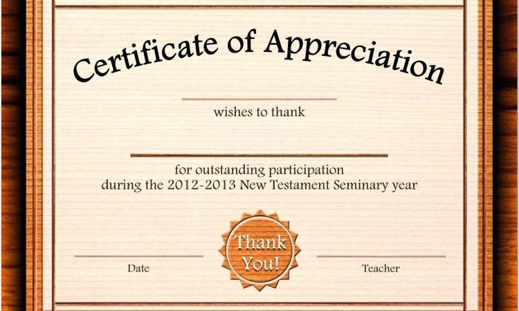 Appreciation Certificate Template Free