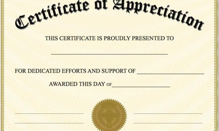 Appreciation Certificate Template Pdf