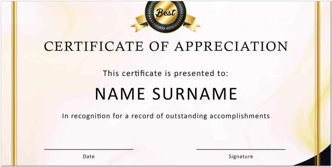 Appreciation Certificate Template Ppt