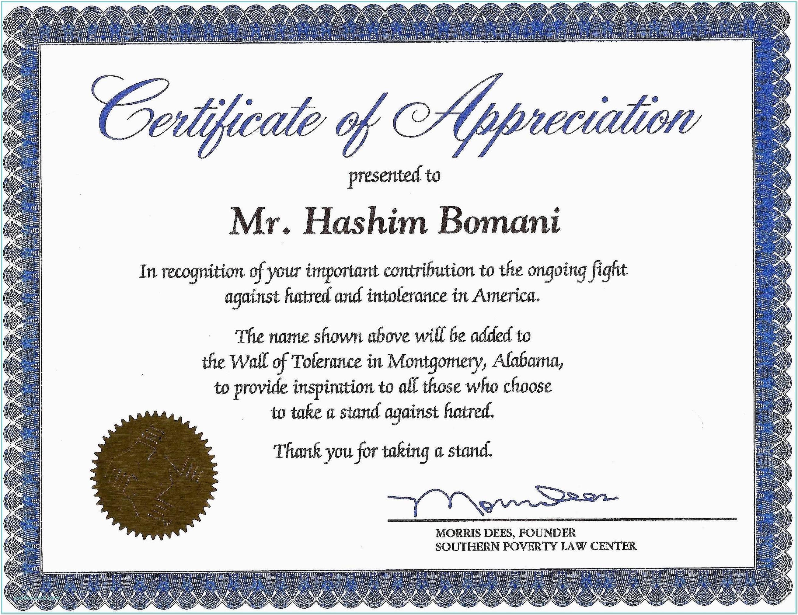 Appreciation Certificate Template Word