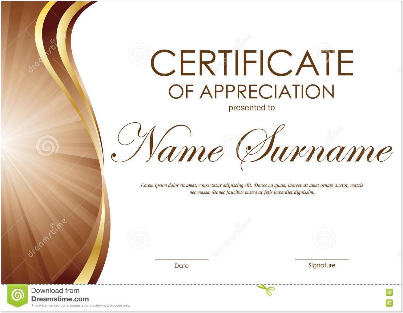 Appreciation Certificate Templates Free Download