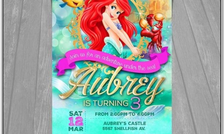 Ariel The Little Mermaid Invitations Templates