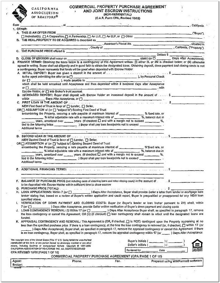 Arizona Commercial Real Estate Purchase Contract Form