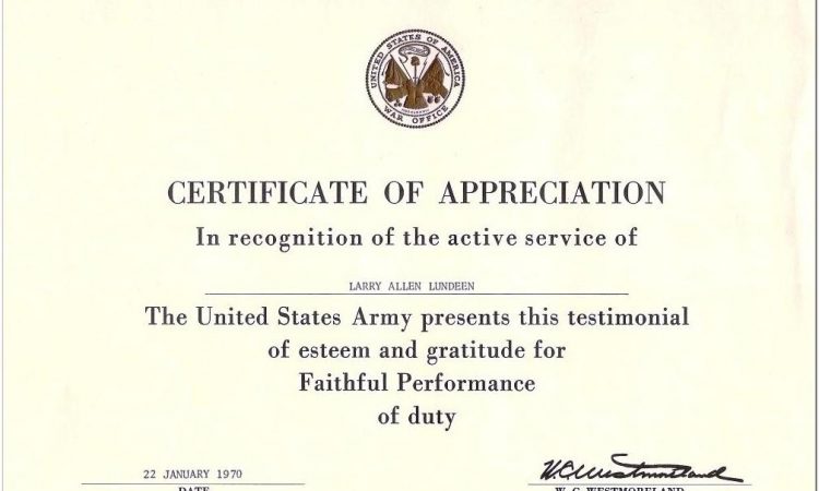 Army Certificates Of Appreciation Templates