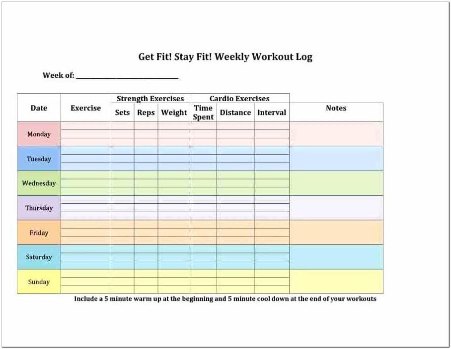 Army Weekly Training Calendar Template