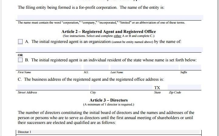 Articles Of Incorporation For Nonprofit In Texas