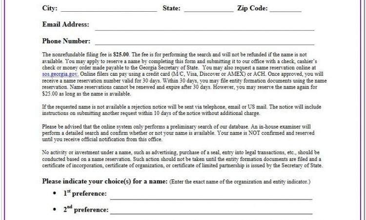 Articles Of Incorporation Template Georgia