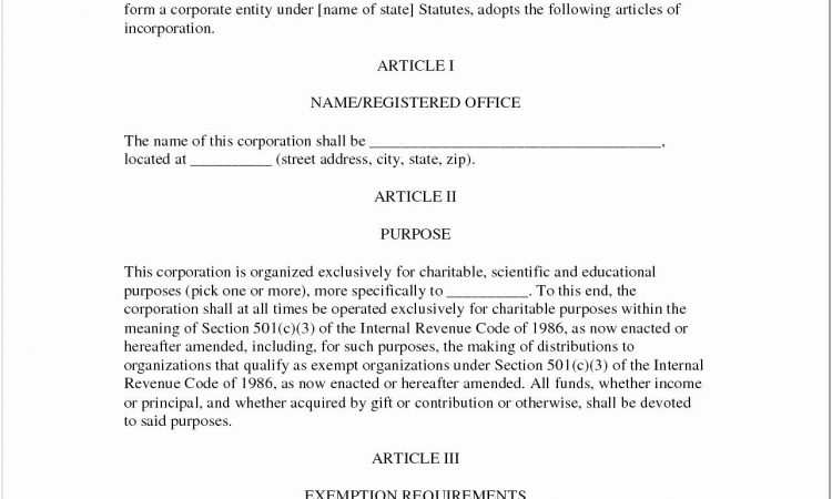 Articles Of Incorporation Template Virginia