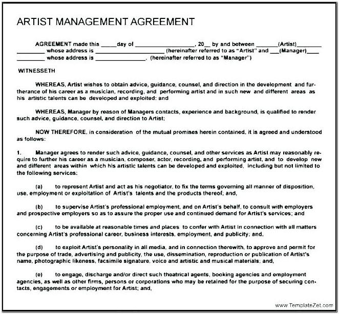 Artist Management Contract Template Uk