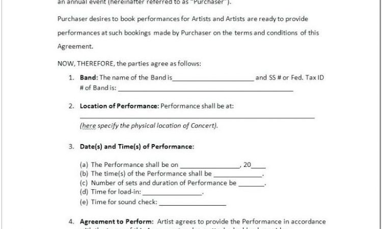 Artist Management Contracts Template