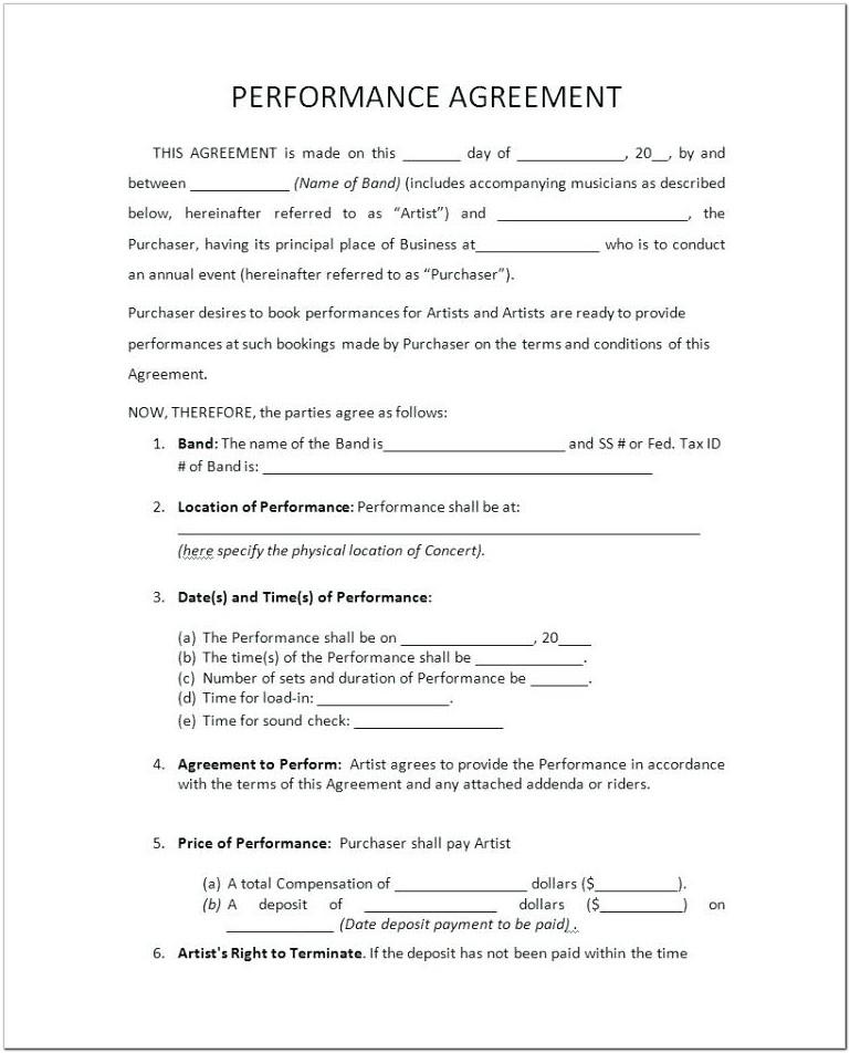 Artist Management Contracts Template