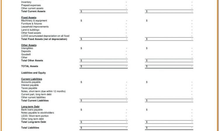 Asset Balance Sheet Template