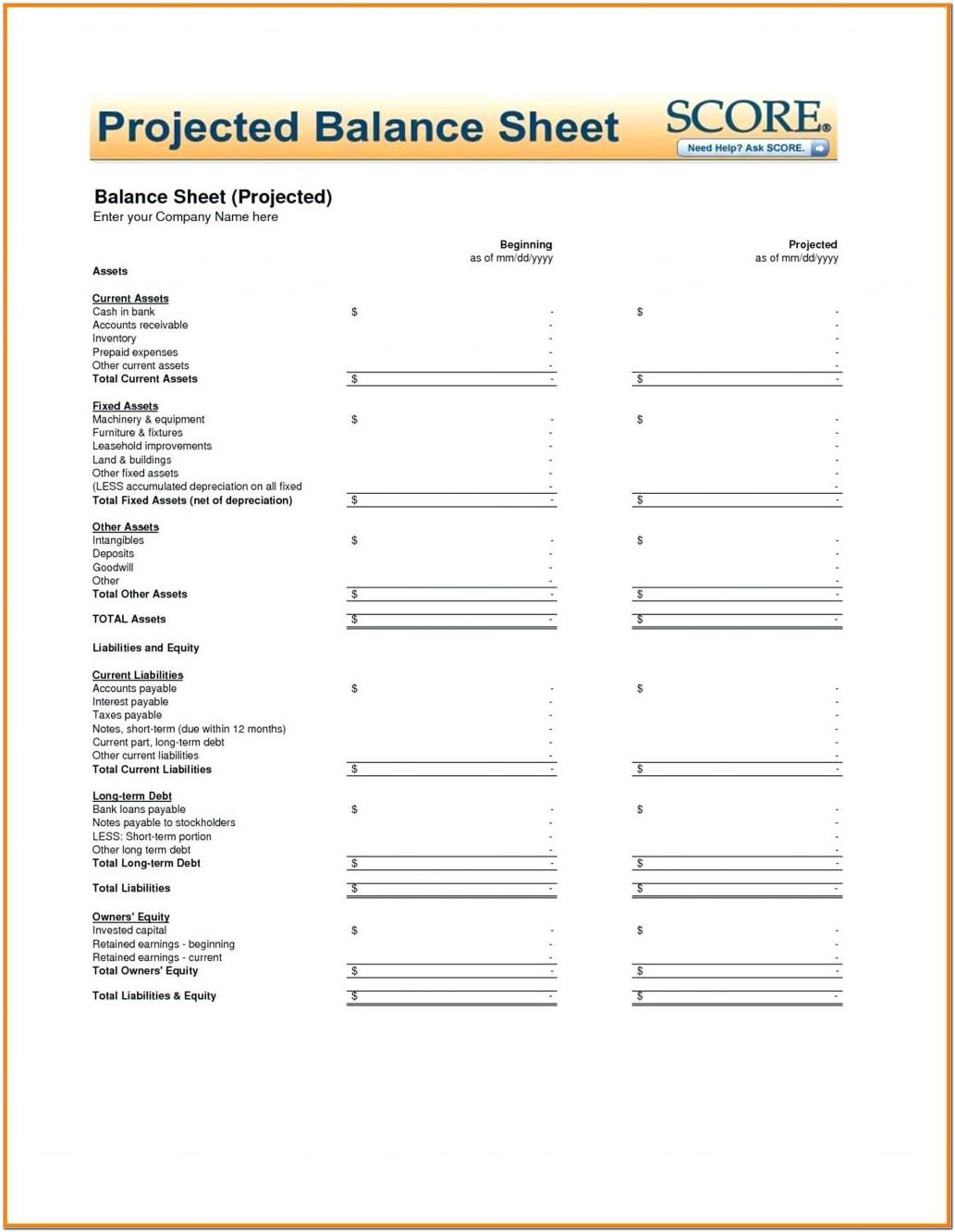 Asset Balance Sheet Template